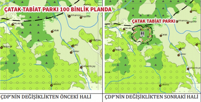 Çatak Tabiat Parkı 100 binlik planda