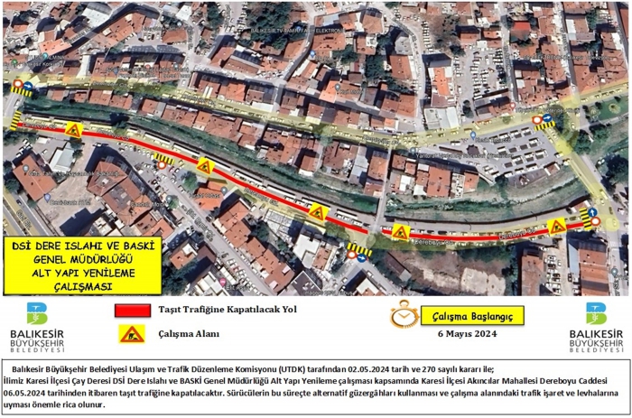 Çay Deresi Islah Çalışmaları Hız Kazandı: Akıncılar Mahallesi'nde Trafik Kısıtlaması!