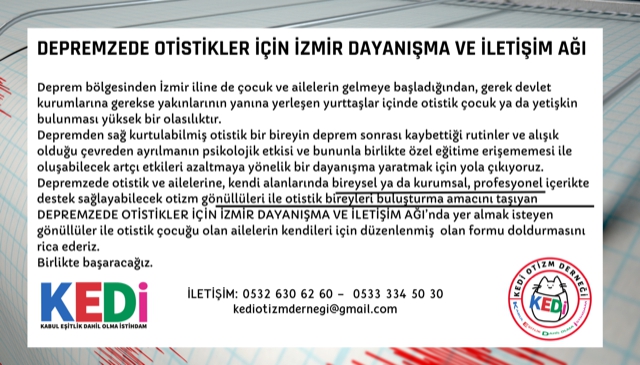 Depremzede otistikler için İzmir dayanışma ve iletişim ağı kuruldu
